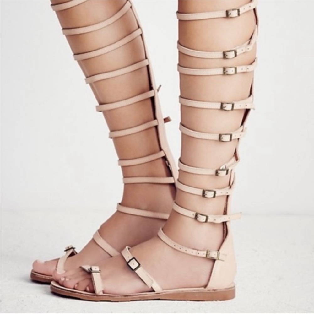 Free People Jeffrey Campbell Valley Gladiator Sandals Natural Leather Worn Once - Picture 2 of 7